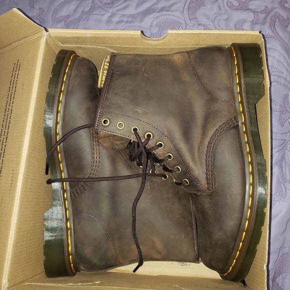 Dr Doc Martens Crazy Horse Brown Leather Boots EU 45 UK 10 US M 11 US W 12 - Picture 11 of 12